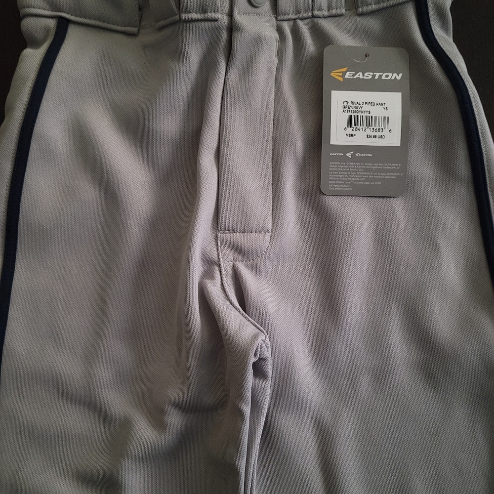 Easton, youth small, grey/navy 2 piped pants